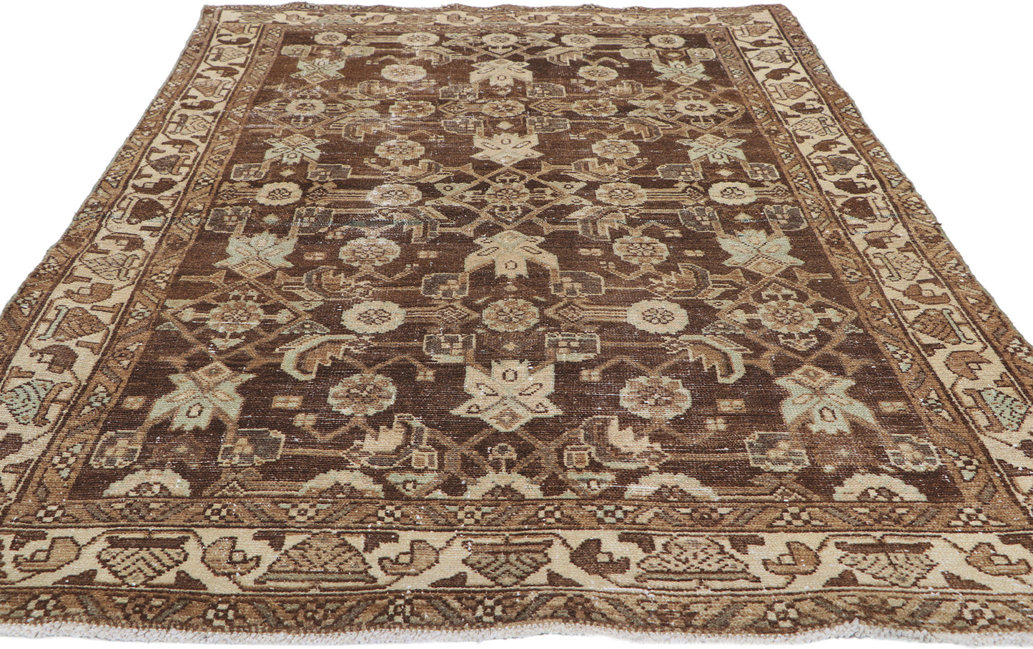 4 x 7 Antique Brown Persian Malayer Rug 60971