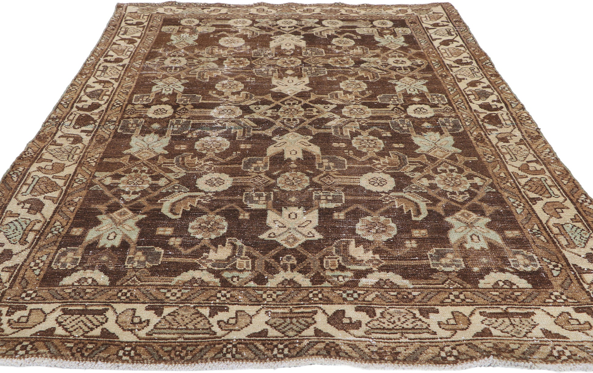 4 x 7 Antique Brown Persian Malayer Rug 60971
