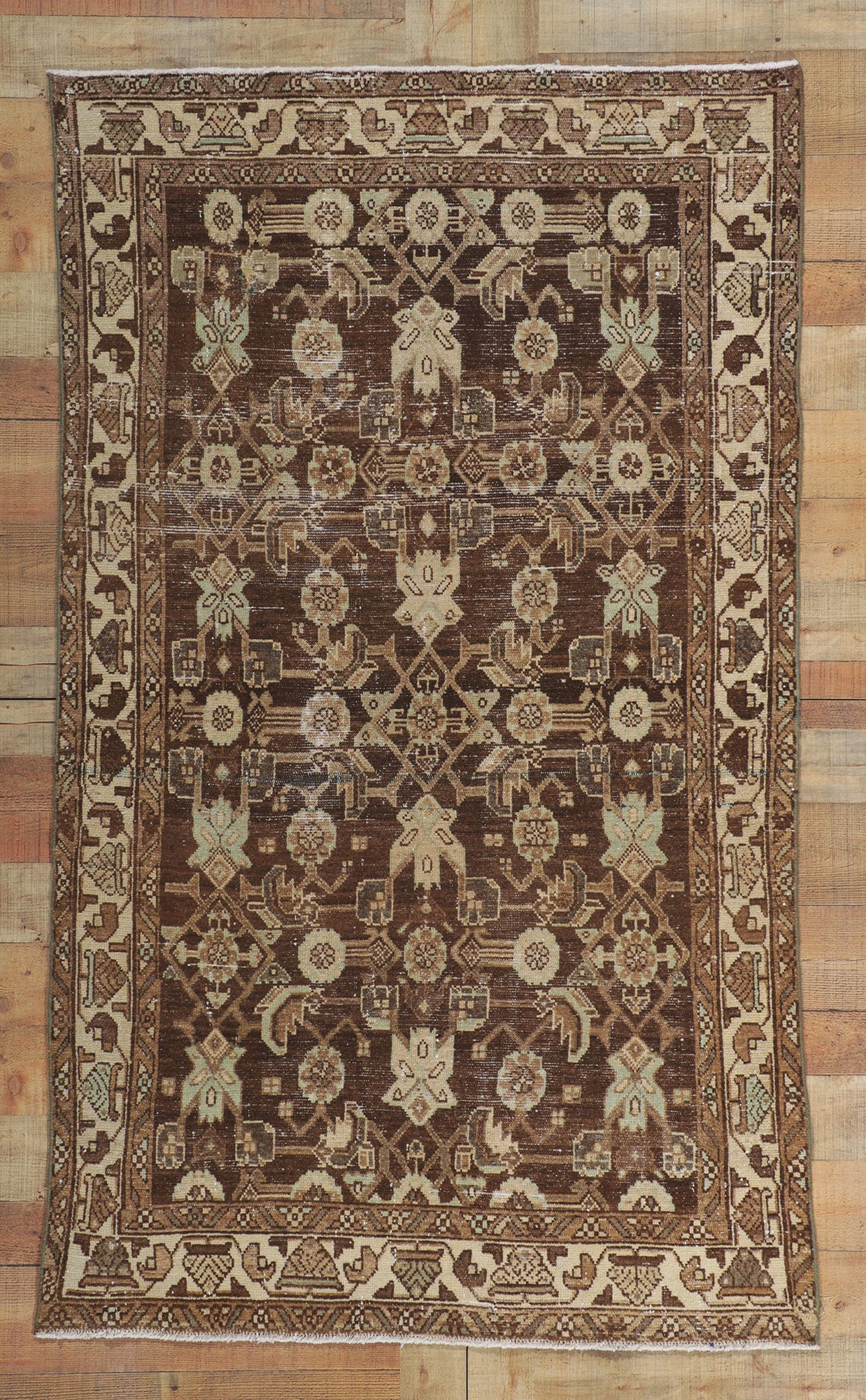 4 x 7 Antique Brown Persian Malayer Rug 60971