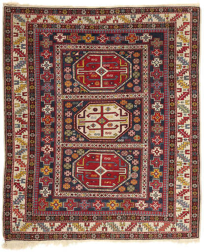 4 x 5 Antique Caucasian Kazak Rug 78813