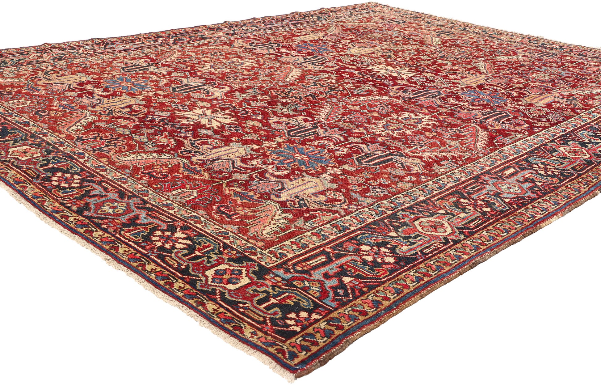 8 x 10 Antique Persian Dragon Serapi Heriz Rug 78767