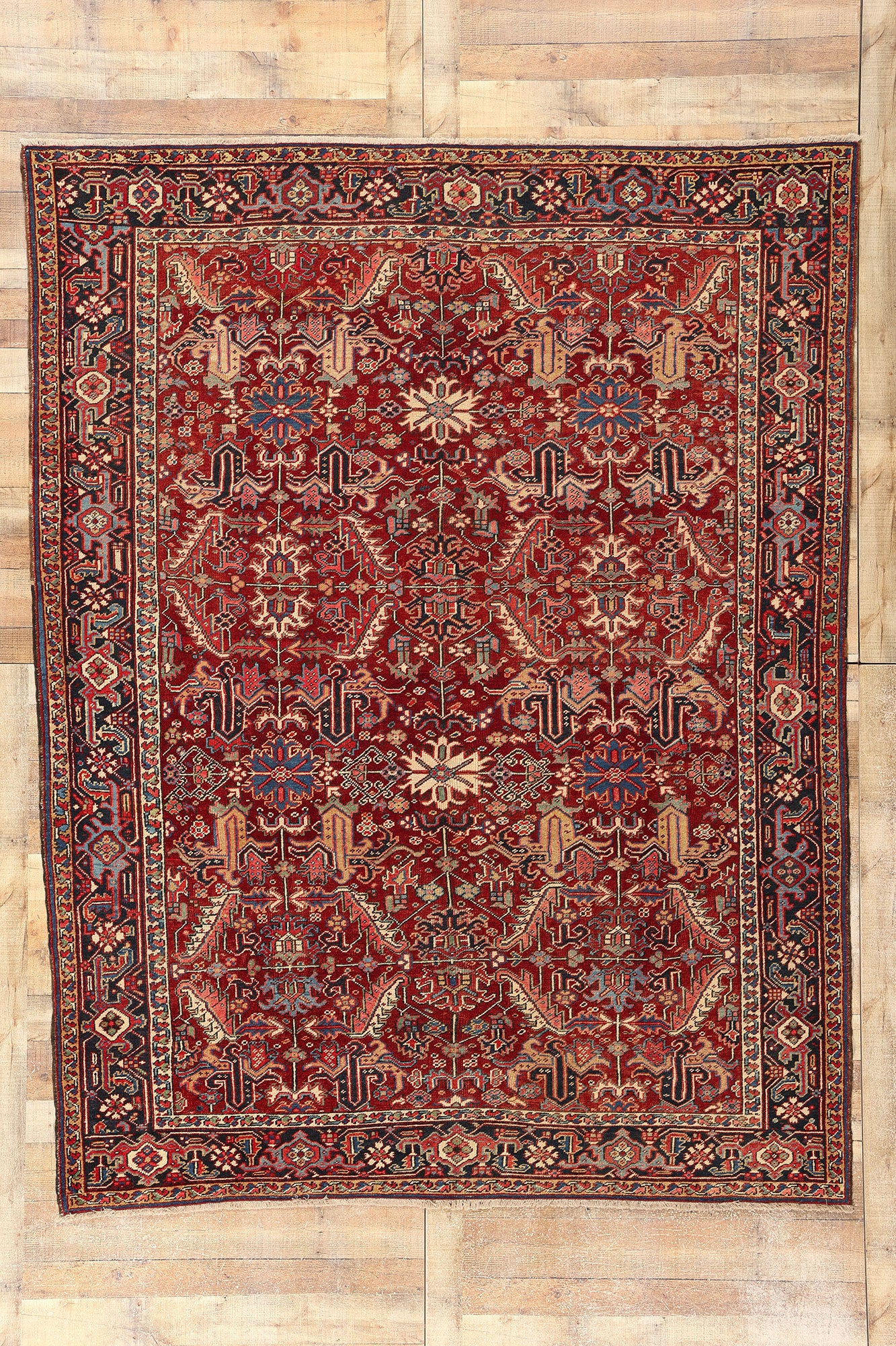 8 x 10 Antique Persian Dragon Serapi Heriz Rug 78767