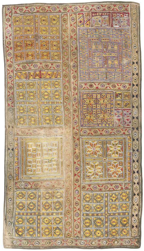 3 x 6 Antique Embroidered Indian Tapestry 78807