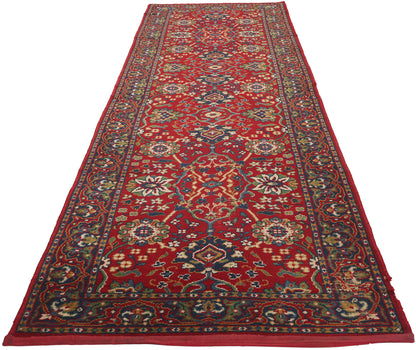 3 x 11 Antique European Red Floral Machine-Made Rug 73163