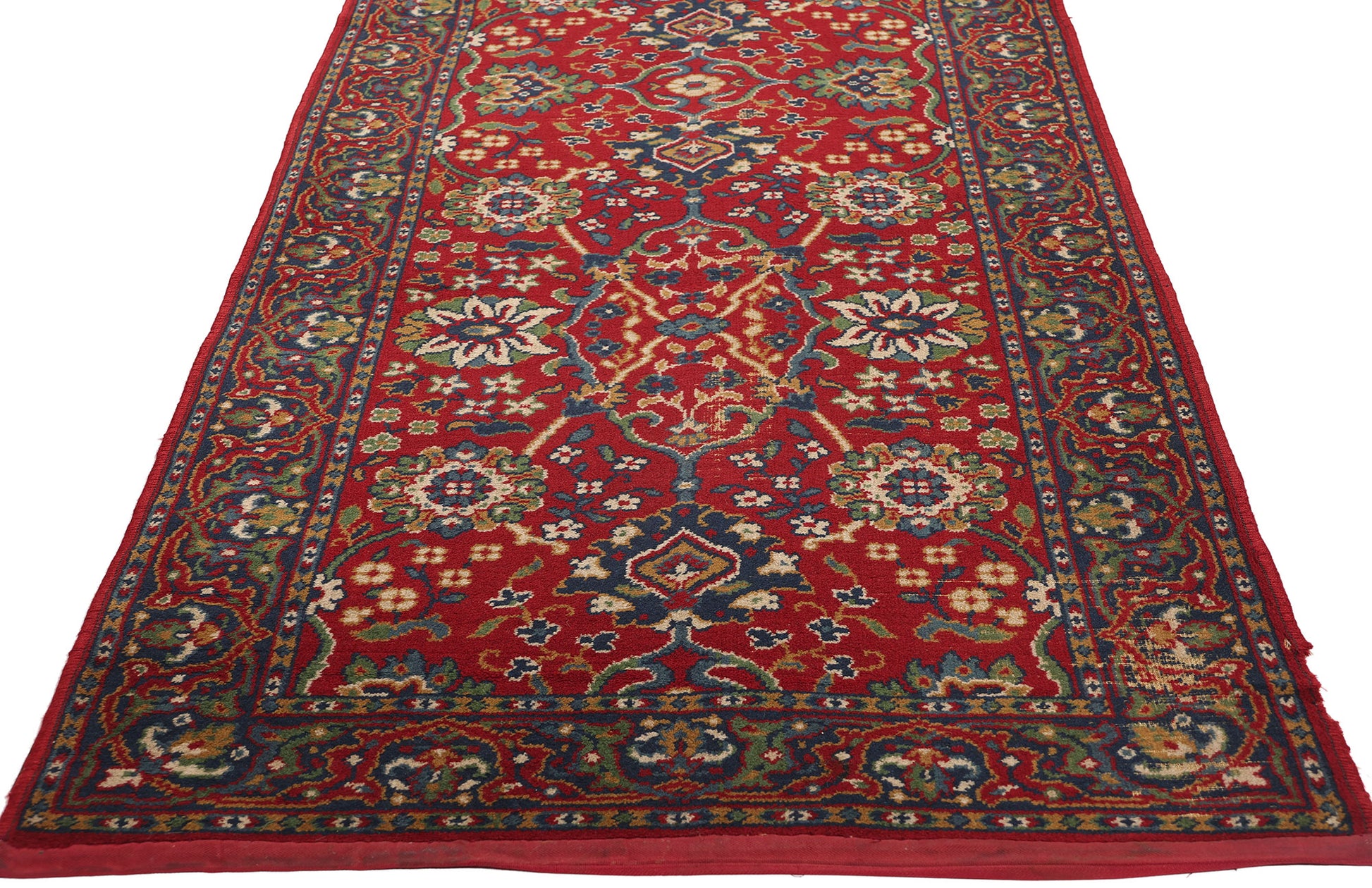 3 x 11 Antique European Red Floral Machine-Made Rug 73163