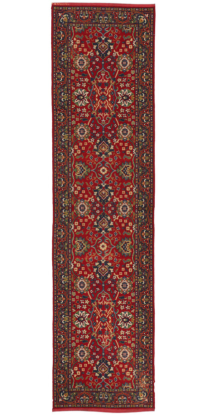 3 x 11 Antique European Red Floral Machine-Made Rug 73163