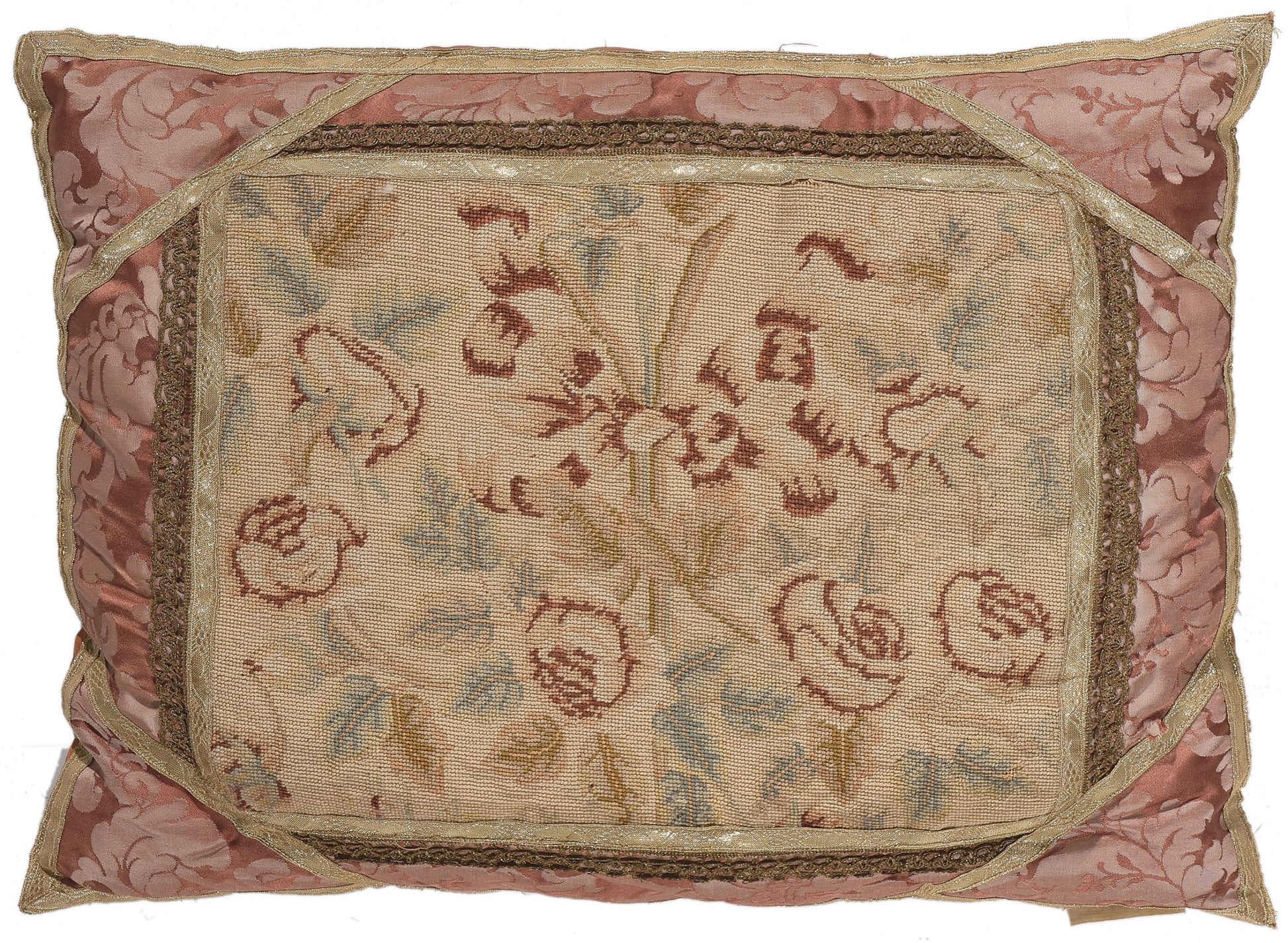 2 x 1 Antique French Aubusson Pillow 78621