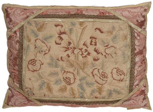 2 x 1 Antique French Aubusson Pillow 78621