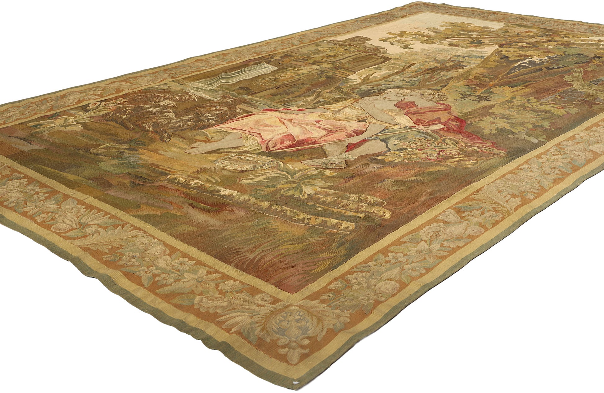 6 x 10 Antique French Aubusson Tapestry 77225