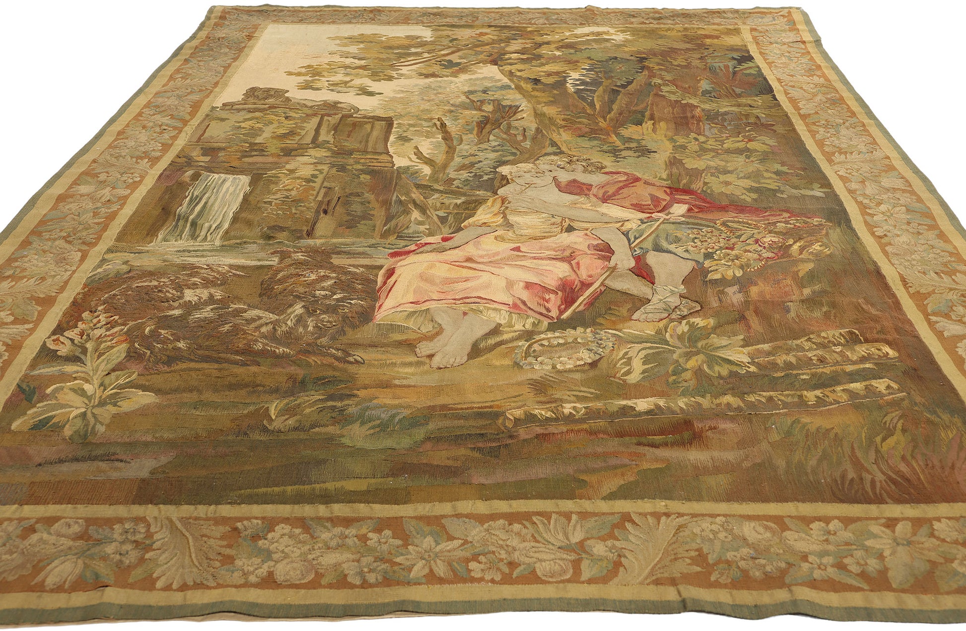 6 x 10 Antique French Aubusson Tapestry 77225