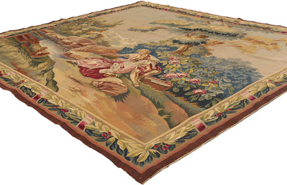 7 x 7 Antique French Aubusson Tapestry 77257