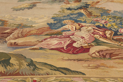 7 x 7 Antique French Aubusson Tapestry 77257
