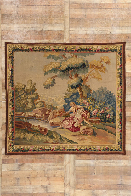 7 x 7 Antique French Aubusson Tapestry 77257