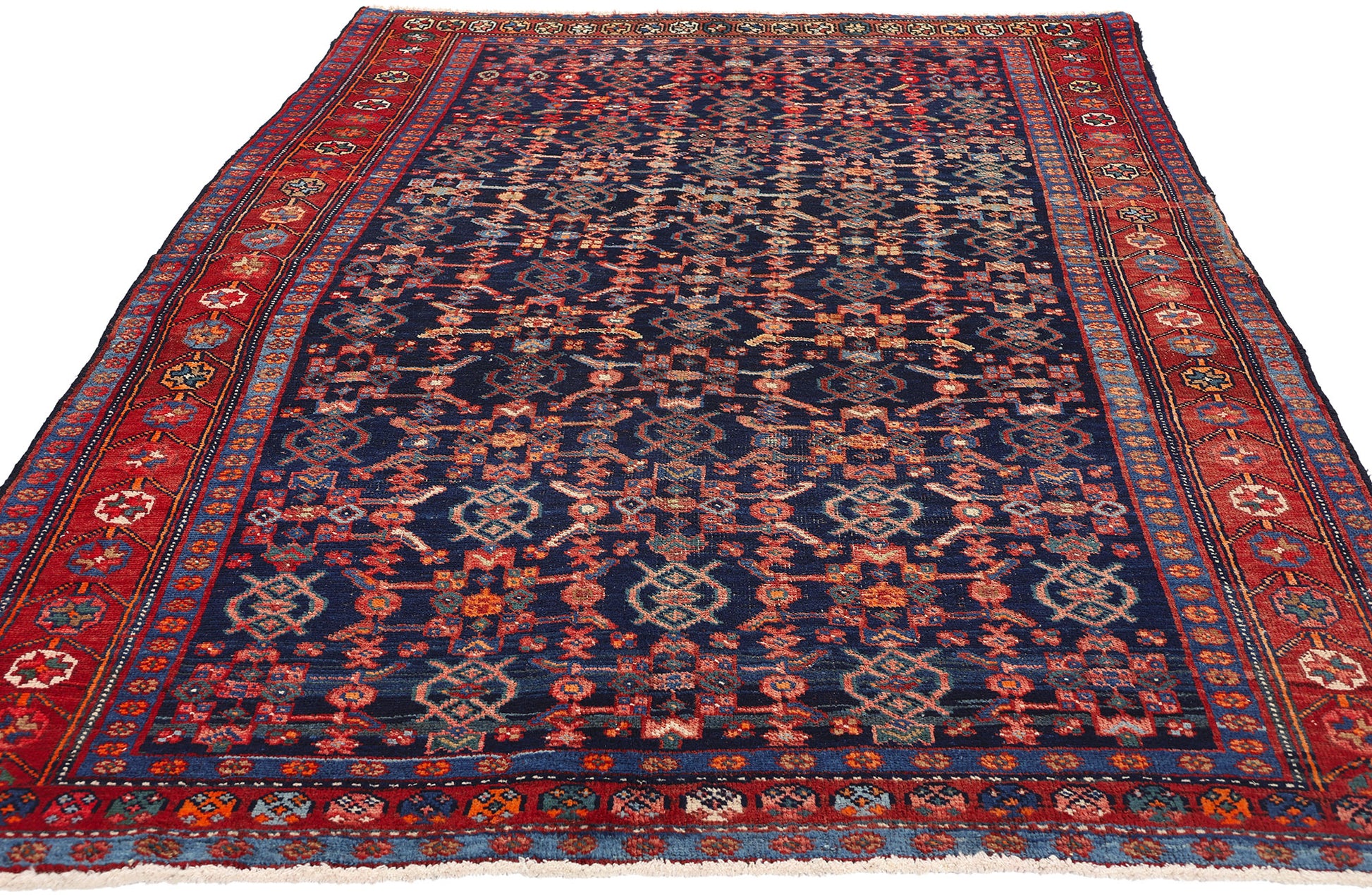 5 x 7 Antique Navy Blue Persian Kurdish Rug 61167