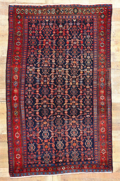 5 x 7 Antique Navy Blue Persian Kurdish Rug 61167