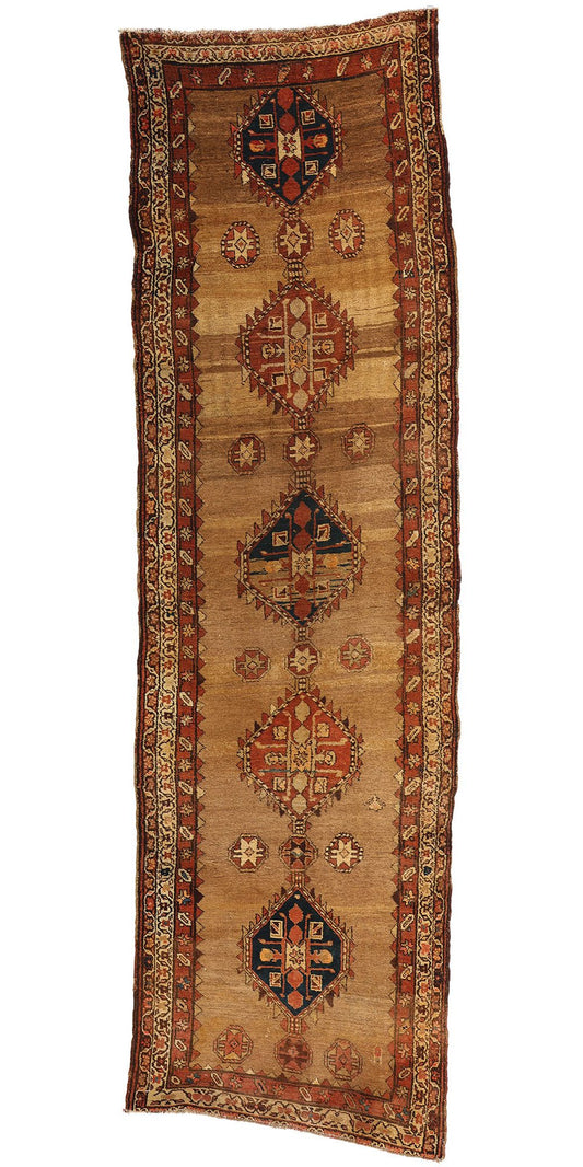 3 x 11 Antique Brown Persian Malayer Rug 72514