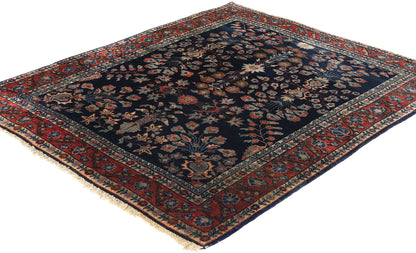 3 x 4 Antique Navy Blue Persian Mohajeran Sarouk Rug 78763