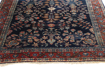 3 x 4 Antique Navy Blue Persian Mohajeran Sarouk Rug 78763