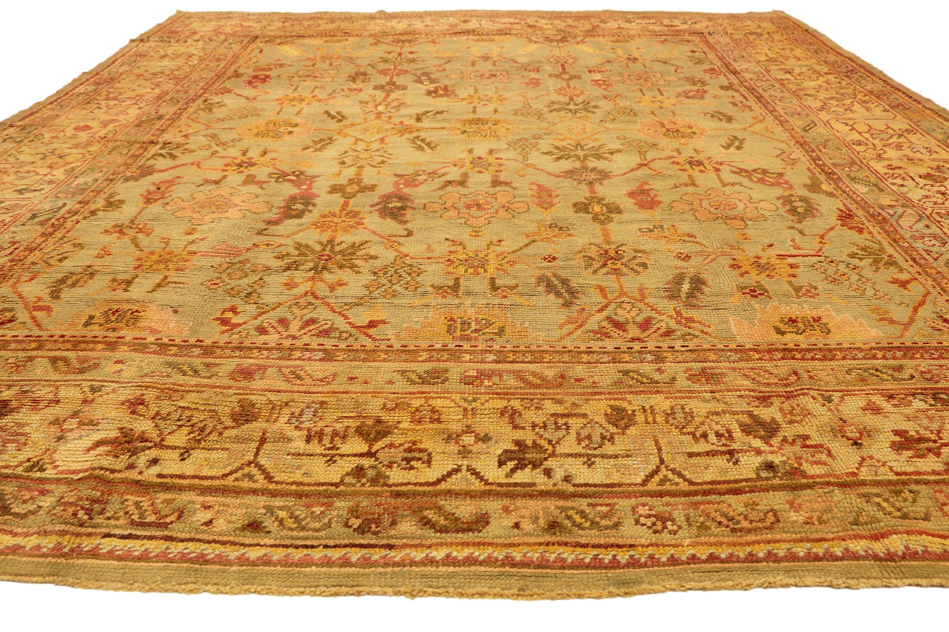 10 x 14 Antique Turkish Oushak Rug 74175