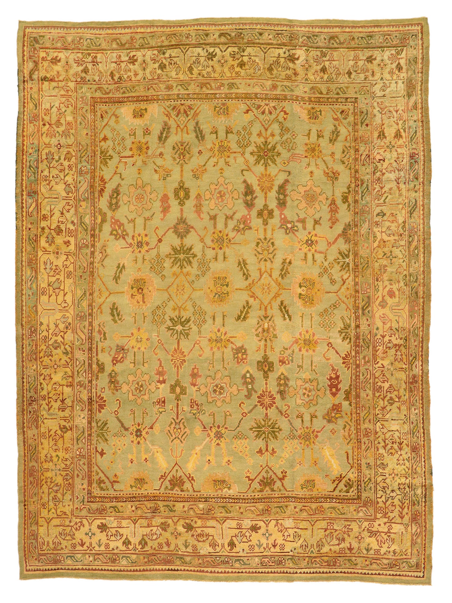 10 x 14 Antique Turkish Oushak Rug 74175