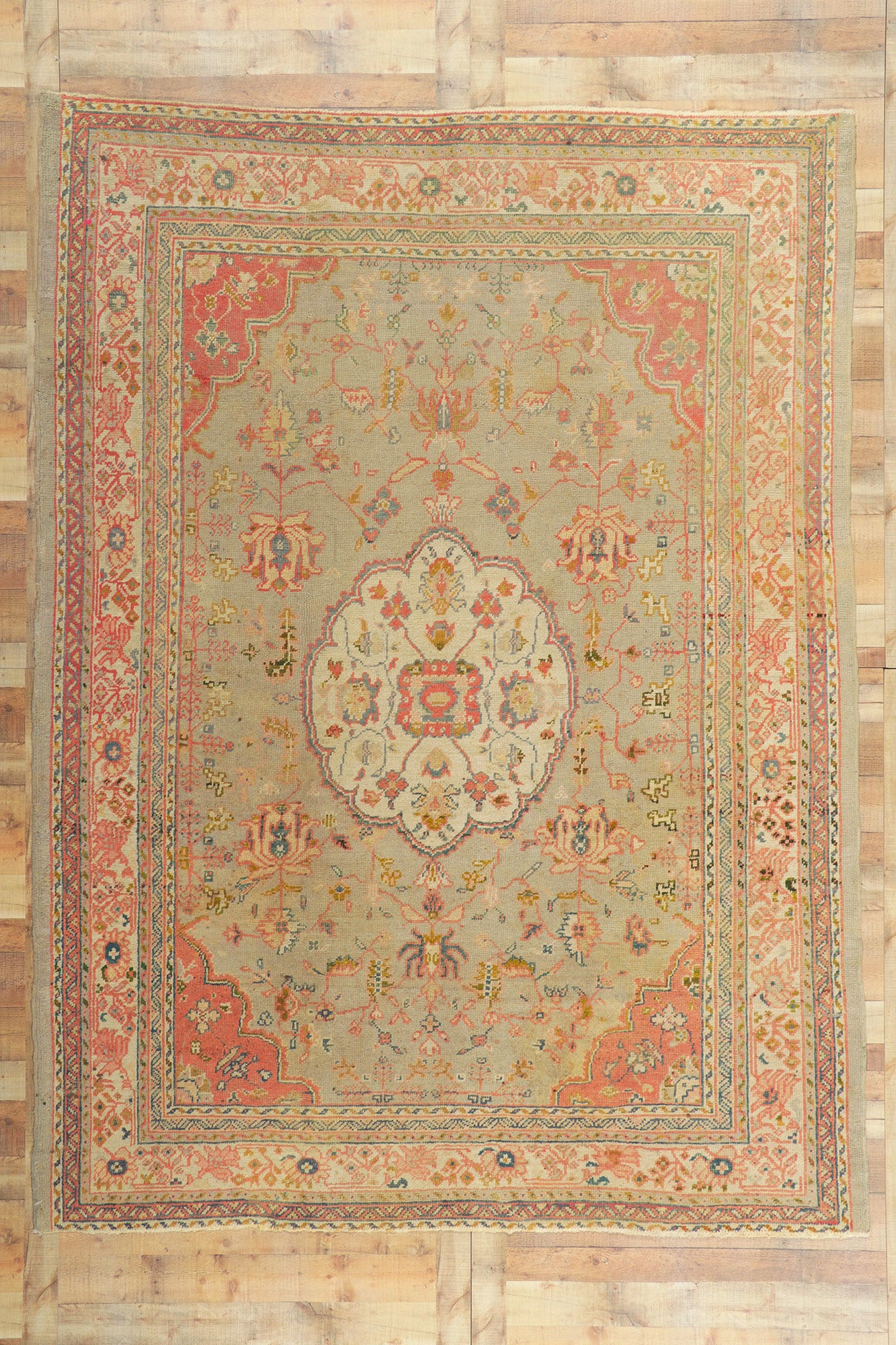 8 x 11 Antique Turkish Oushak Rug 72327