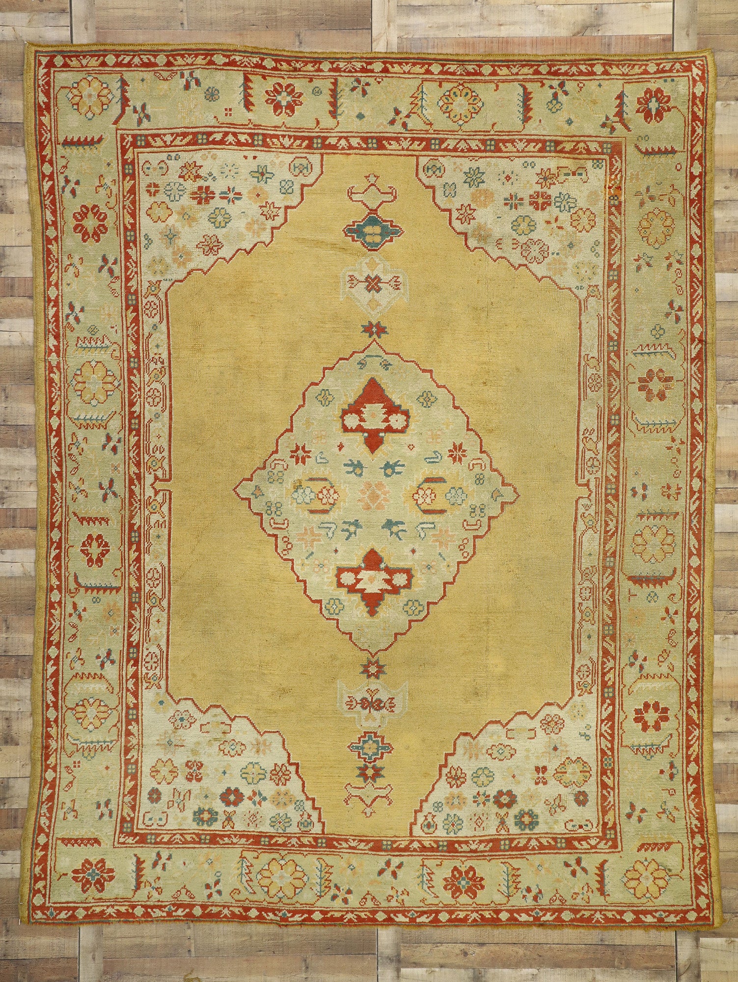 9 x 12 Antique Turkish Oushak Rug 74032