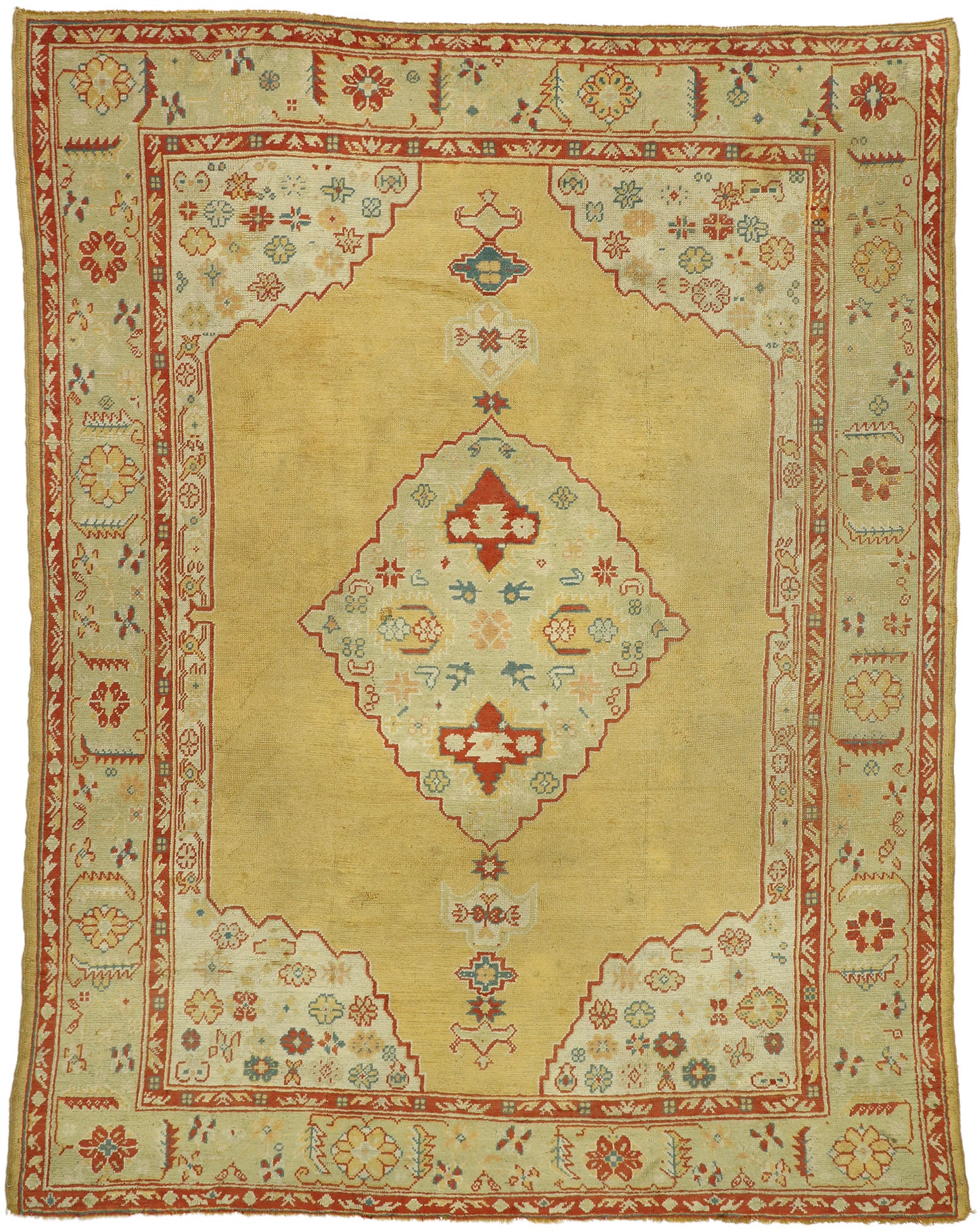 9 x 12 Antique Turkish Oushak Rug 74032