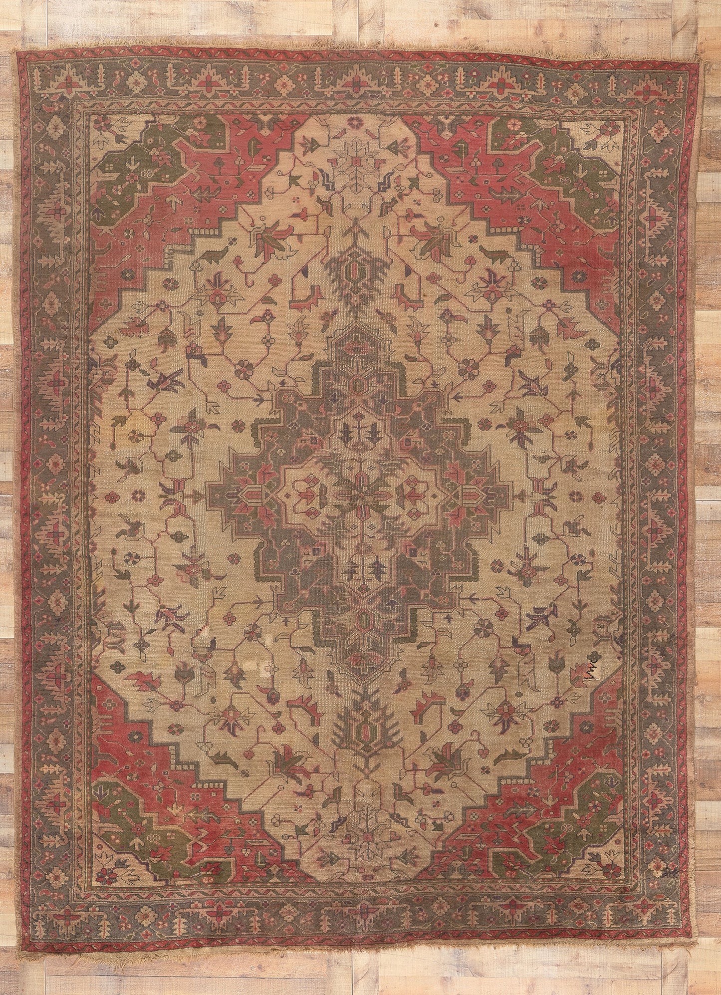 9 x 12 Antique Turkish Serapi Rug 77735