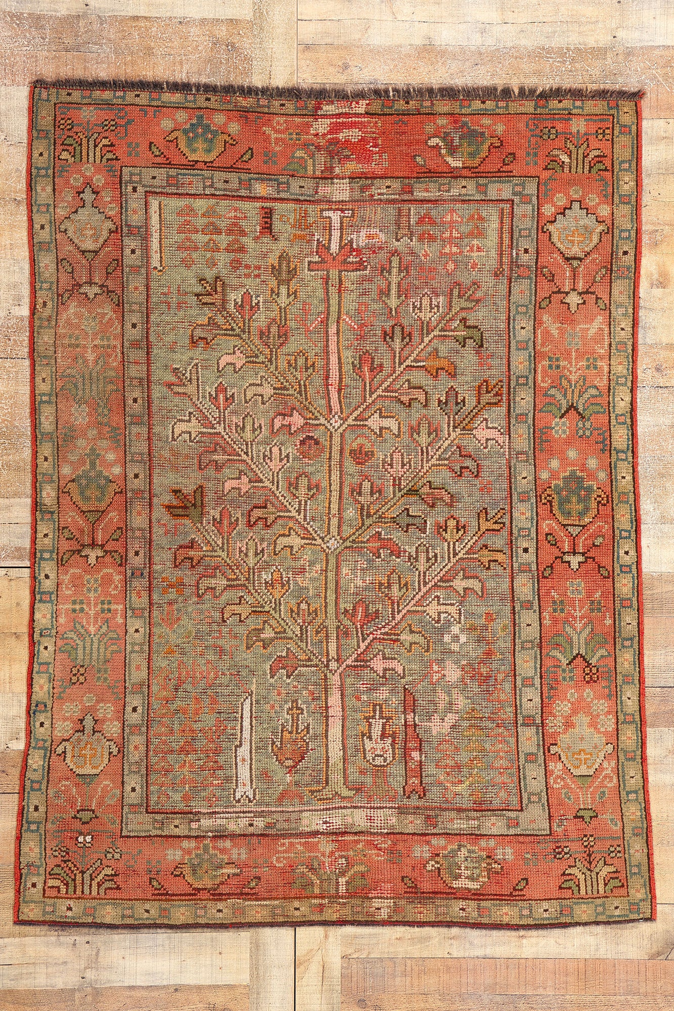 5 x 6 Antique Turkish Oushak Tree of Life Rug 74049