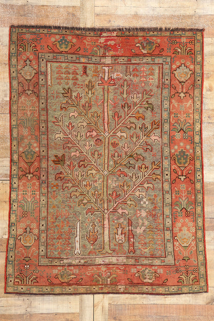 5 x 6 Antique Turkish Oushak Tree of Life Rug 74049
