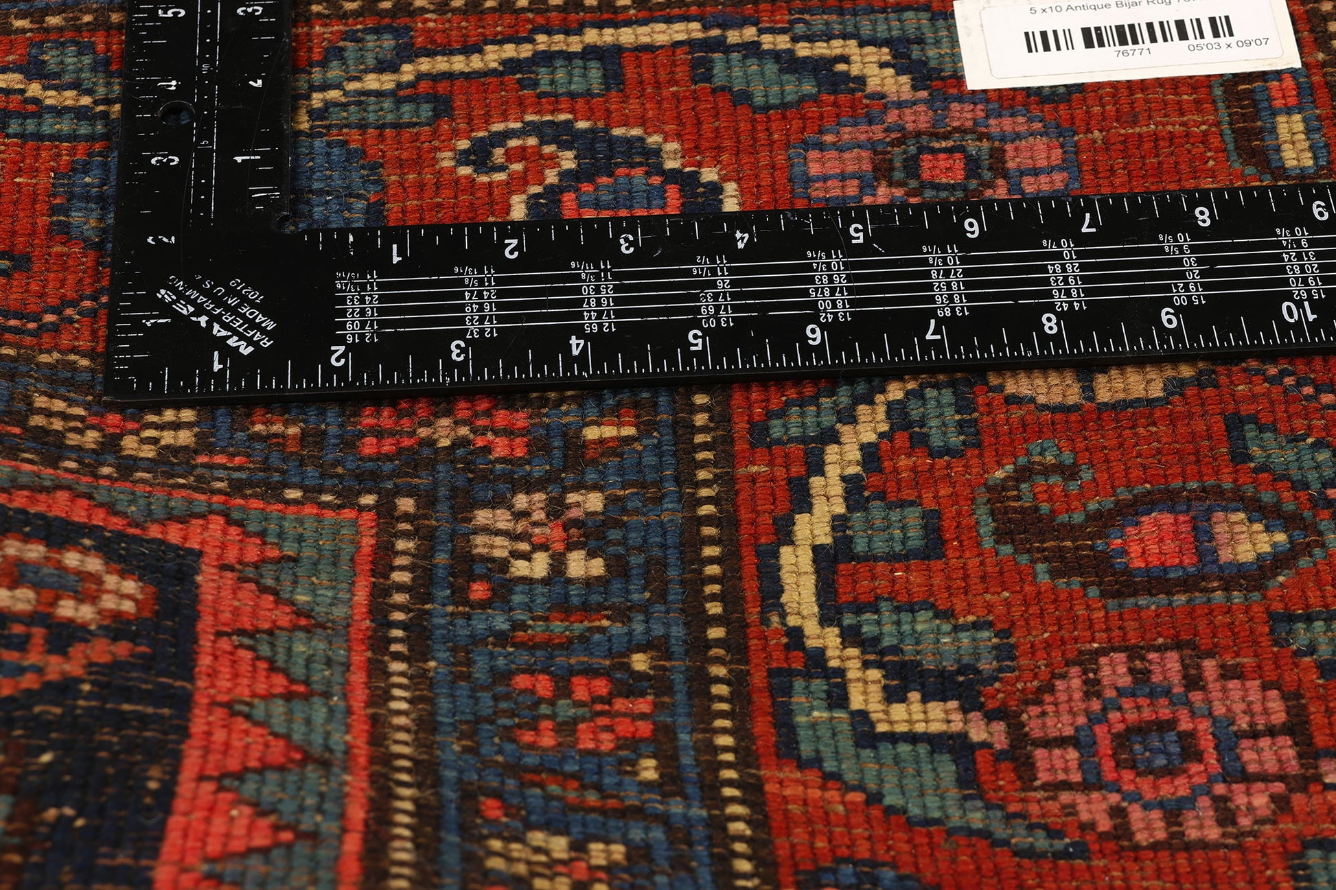 5 x 10 Antique Navy Blue Persian Bijar Rug 76771