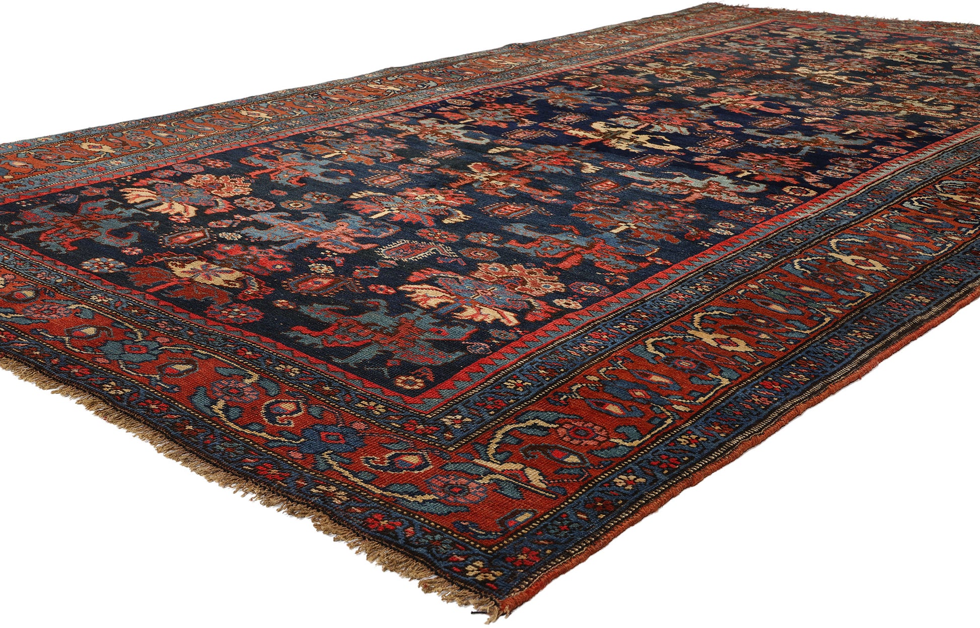 5 x 10 Antique Navy Blue Persian Bijar Rug 76771