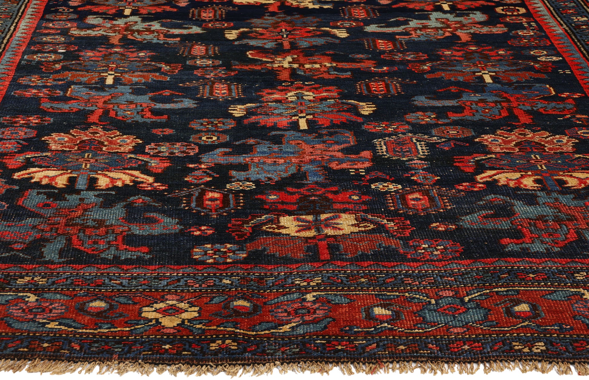 5 x 10 Antique Navy Blue Persian Bijar Rug 76771