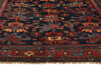 5 x 10 Antique Navy Blue Persian Bijar Rug 76771
