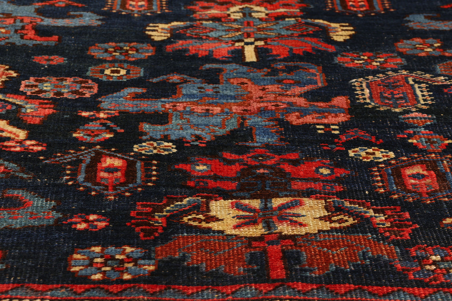 5 x 10 Antique Navy Blue Persian Bijar Rug 76771