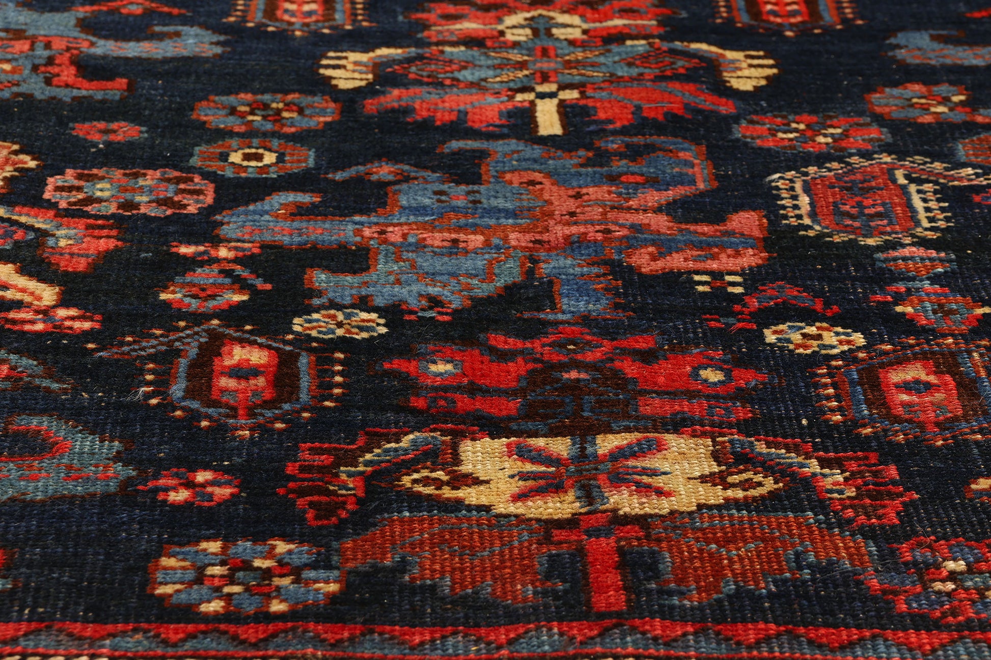 5 x 10 Antique Navy Blue Persian Bijar Rug 76771