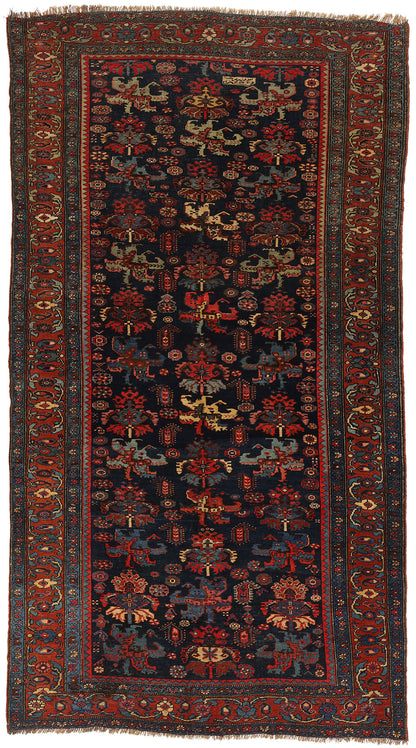 5 x 10 Antique Navy Blue Persian Bijar Rug 76771
