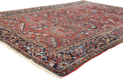 7 x 10 Antique Red Persian Dragon Heriz Rug 90009
