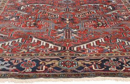 7 x 10 Antique Red Persian Dragon Heriz Rug 90009