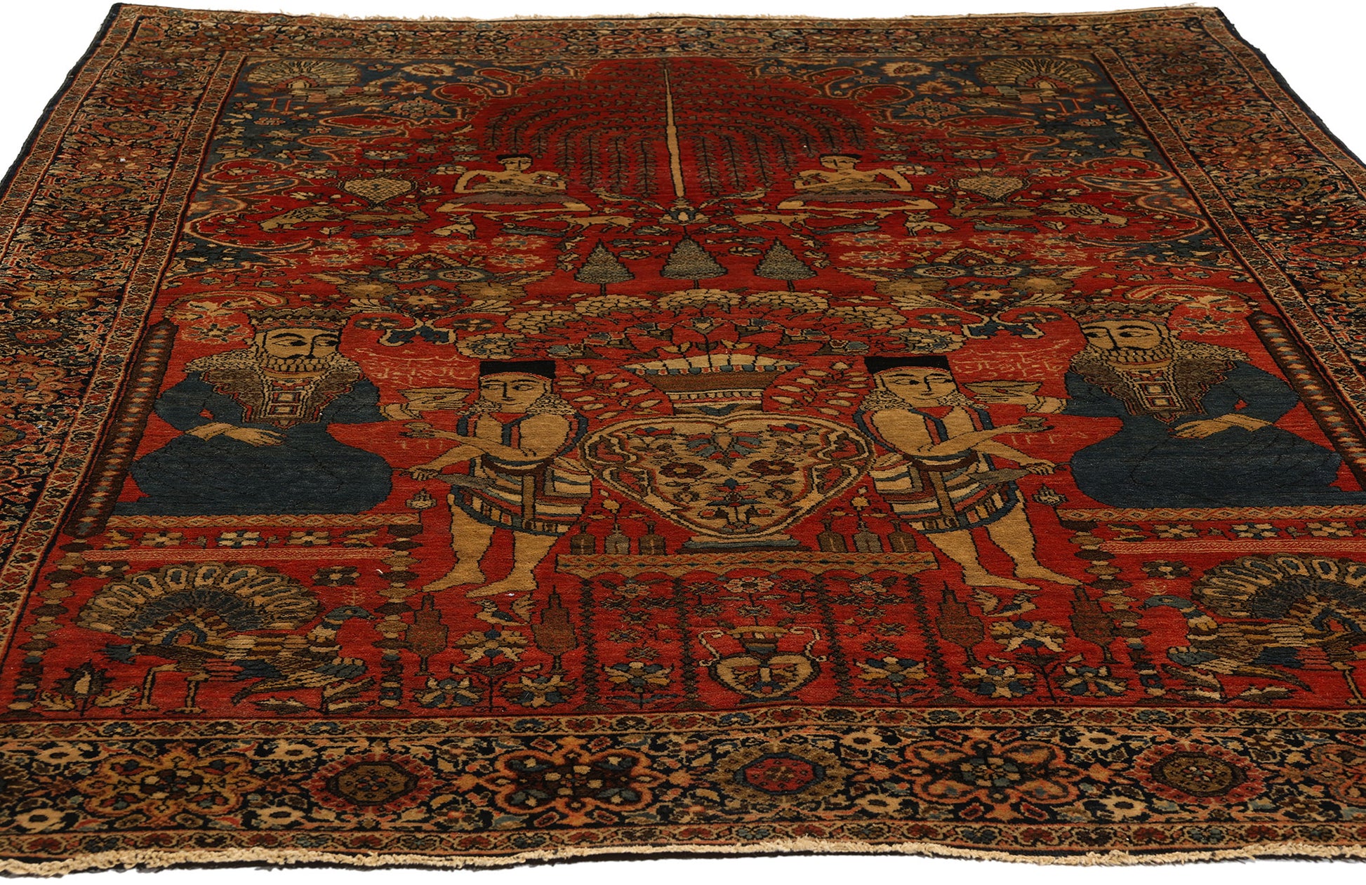 4 x 6 Antique Persian Farahan Pictorial Rug 78724