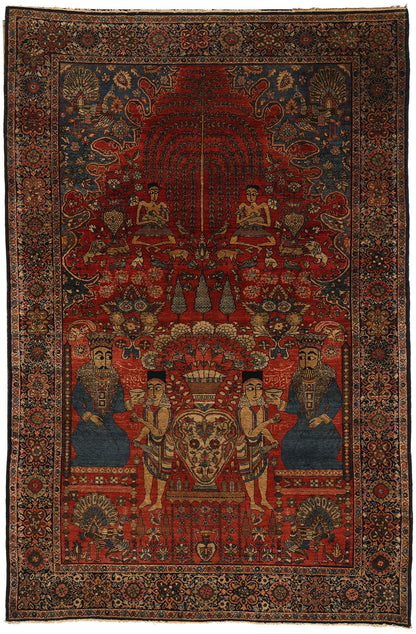 4 x 6 Antique Persian Farahan Pictorial Rug 78724