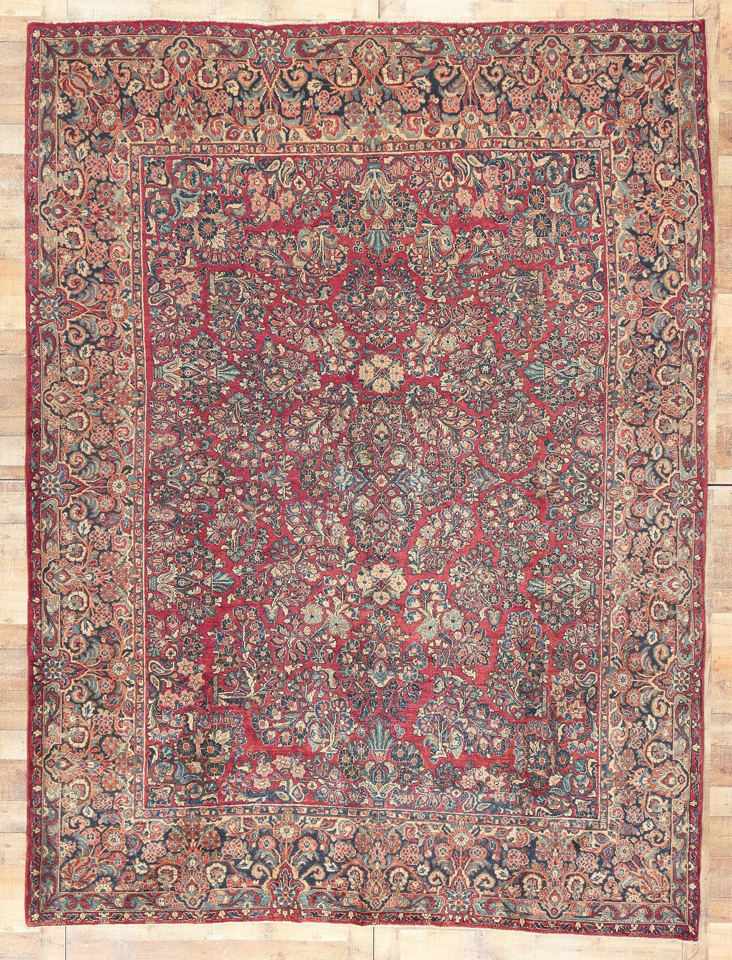 9 x 12 Antique Persian Sarouk Rug 73369