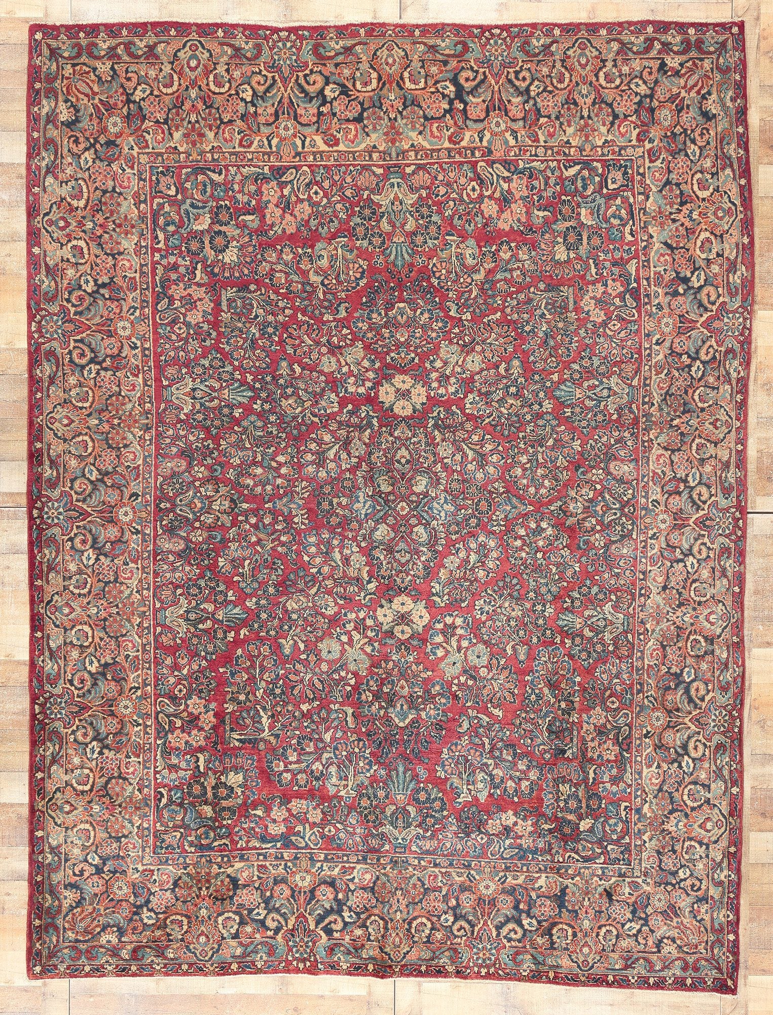 9 x 12 Antique Persian Sarouk Rug 73369