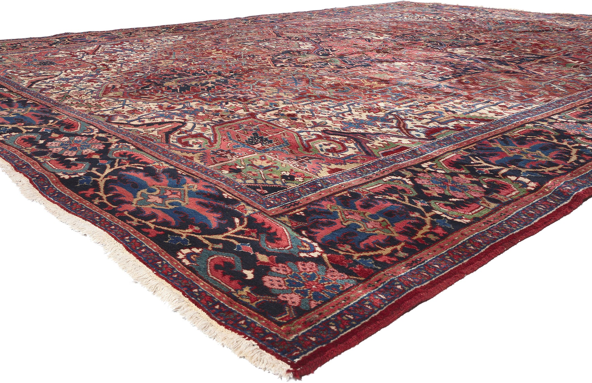11 x 15 Antique Persian Heriz Rug 78341