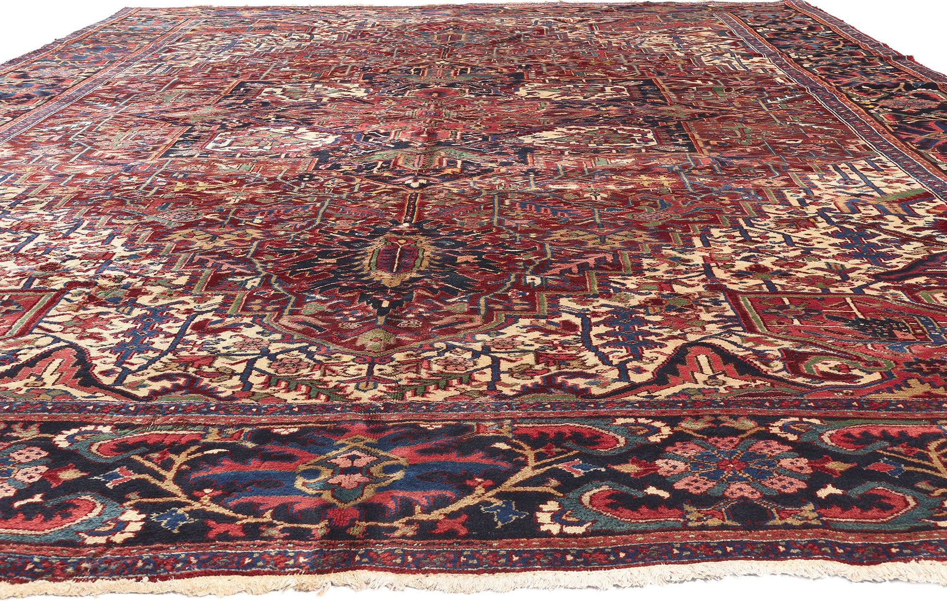 11 x 15 Antique Persian Heriz Rug 78341