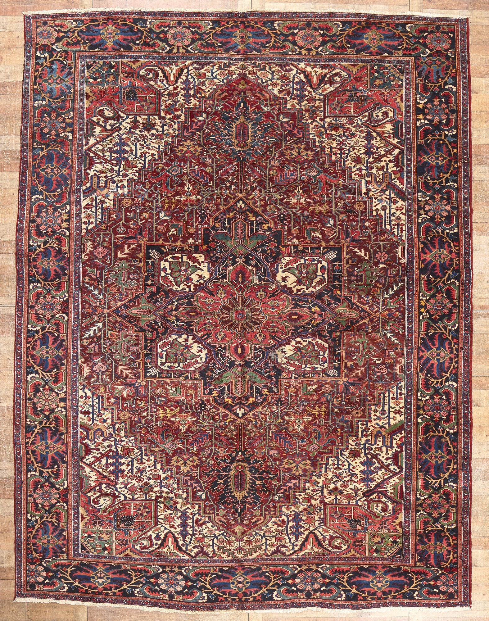 11 x 15 Antique Persian Heriz Rug 78341