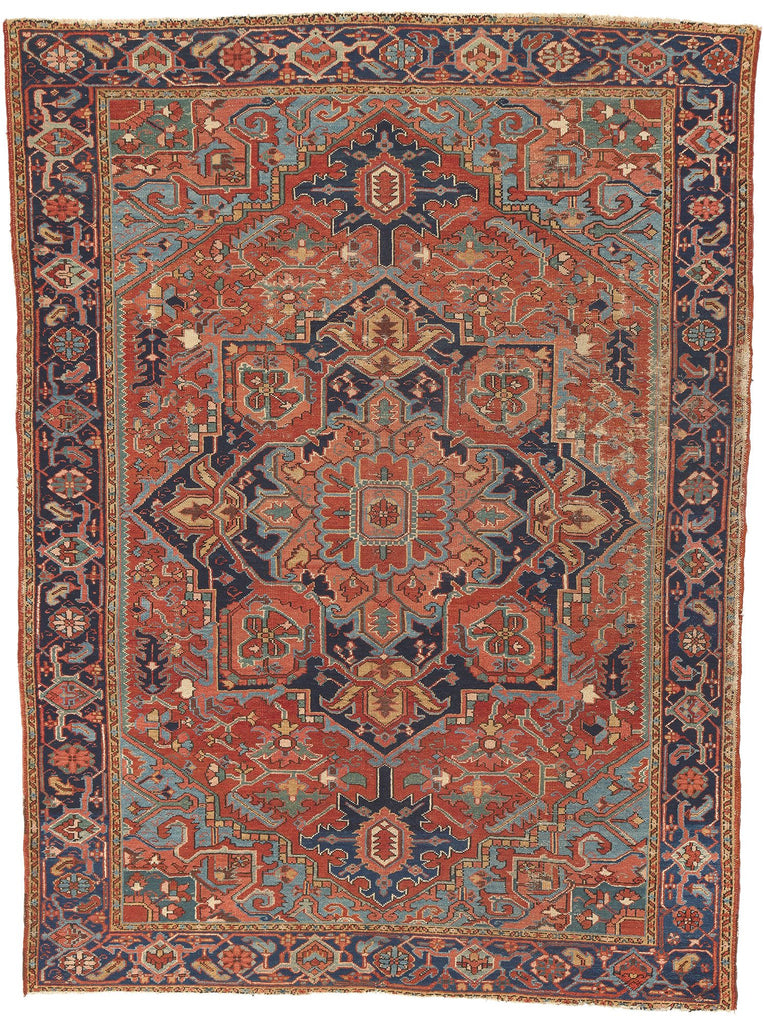 8 x 10 Antique Persian Heriz Rug 78675