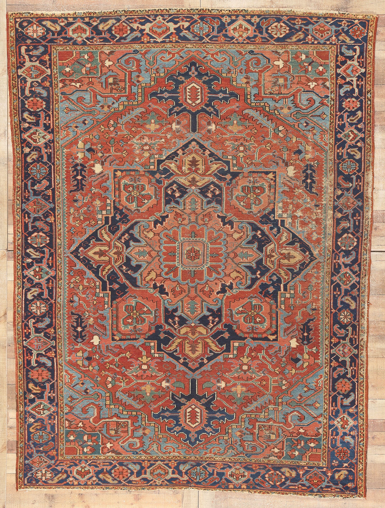8 x 10 Antique Persian Heriz Rug 78675