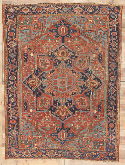 8 x 10 Antique Persian Heriz Rug 78675