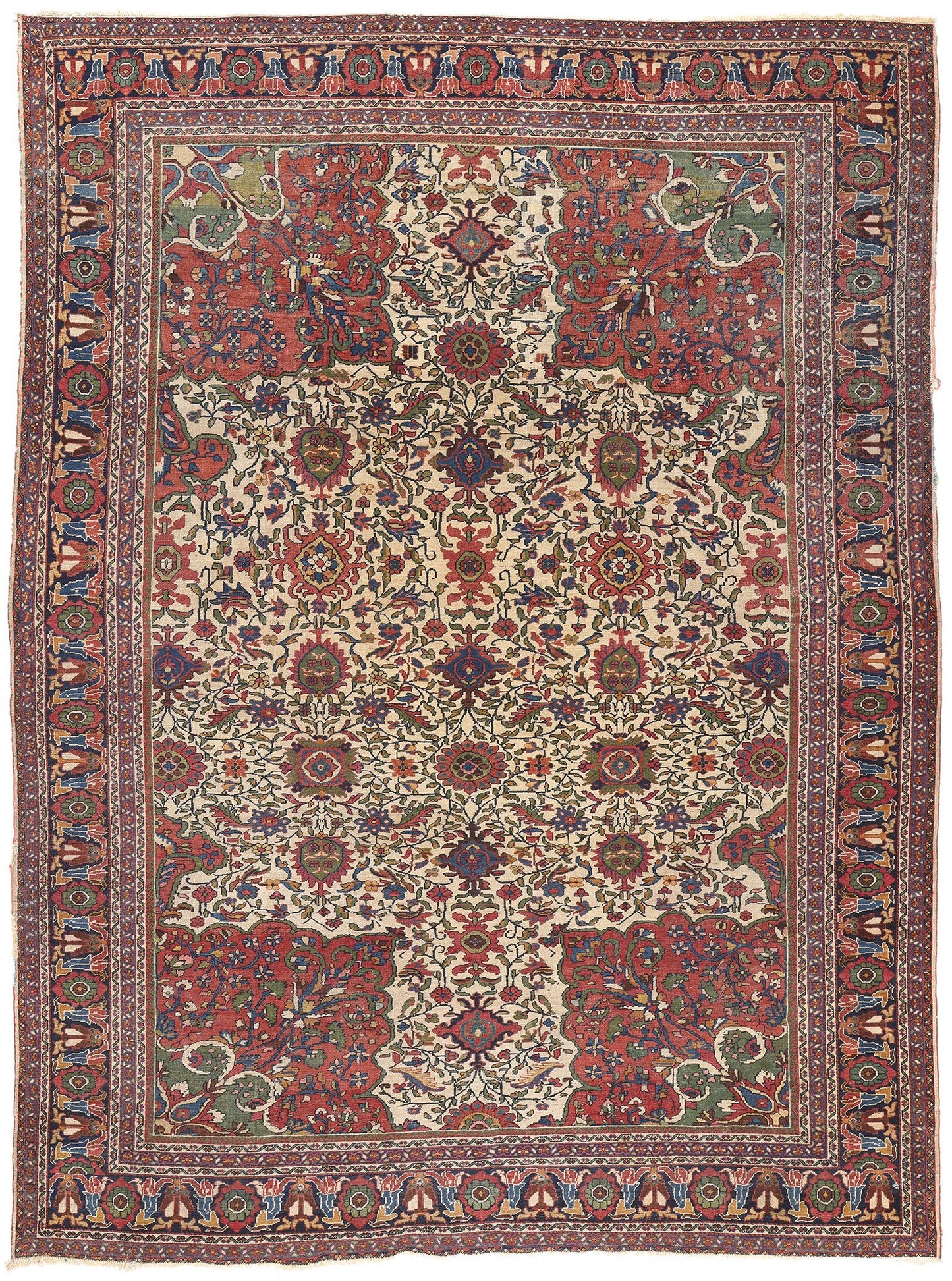 10 x 13 Antique Persian Ivory Mahal Rug 78656